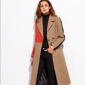 SHEIN Colorblock Double Breasted Coat